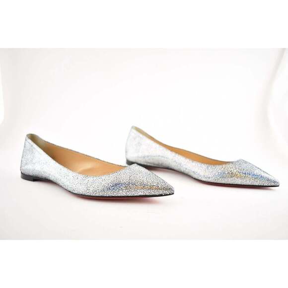 Christian Louboutin Ballalla Silver Mica Glitter Ballerina Ballet Flat 37.5 - Picture 4 of 12
